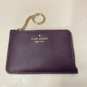 NWT Kate Spade Darcy Medium L-Zip Card Holder Ripe Plum Leather Wallet W…